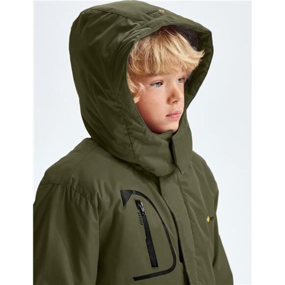 Boy's Waterproof Ski Snow Jacket Fleece Windproof Winter Jacket with Hood - Picture 5 of 7